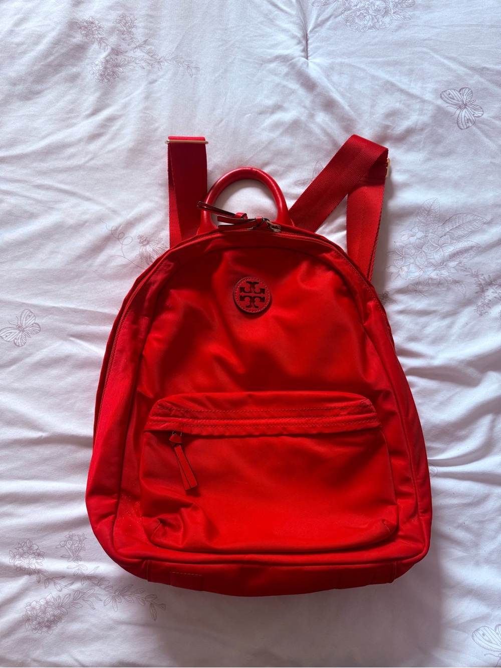 Tory Burch | Ella Red Small Backpack - Picture 2 of 9